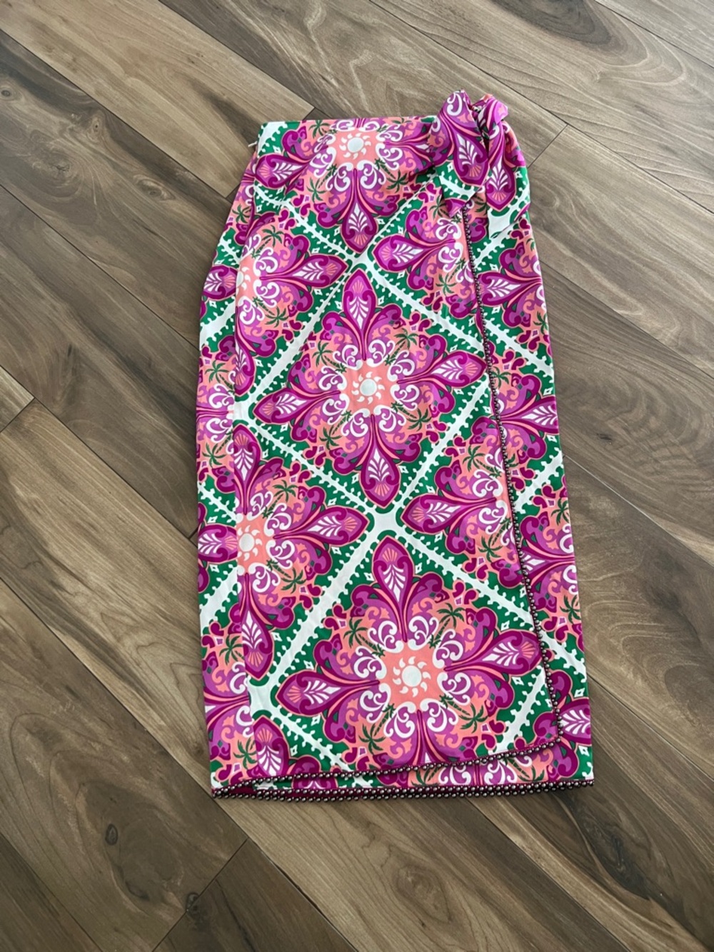 House of Harlow 1960 Pink Green Floral Midi Skirt